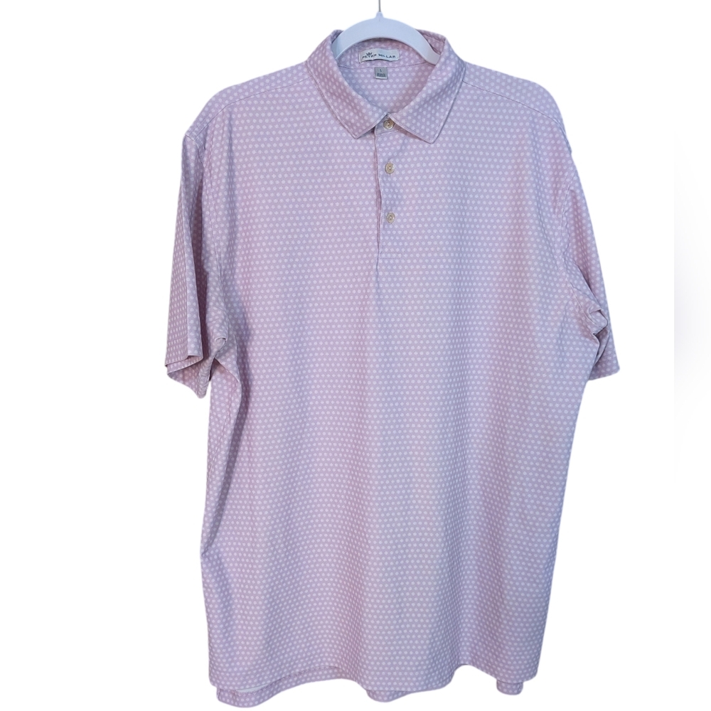 Peter Millar Quadratic Performance Mesh Polo in Lillac/White....Size Large
